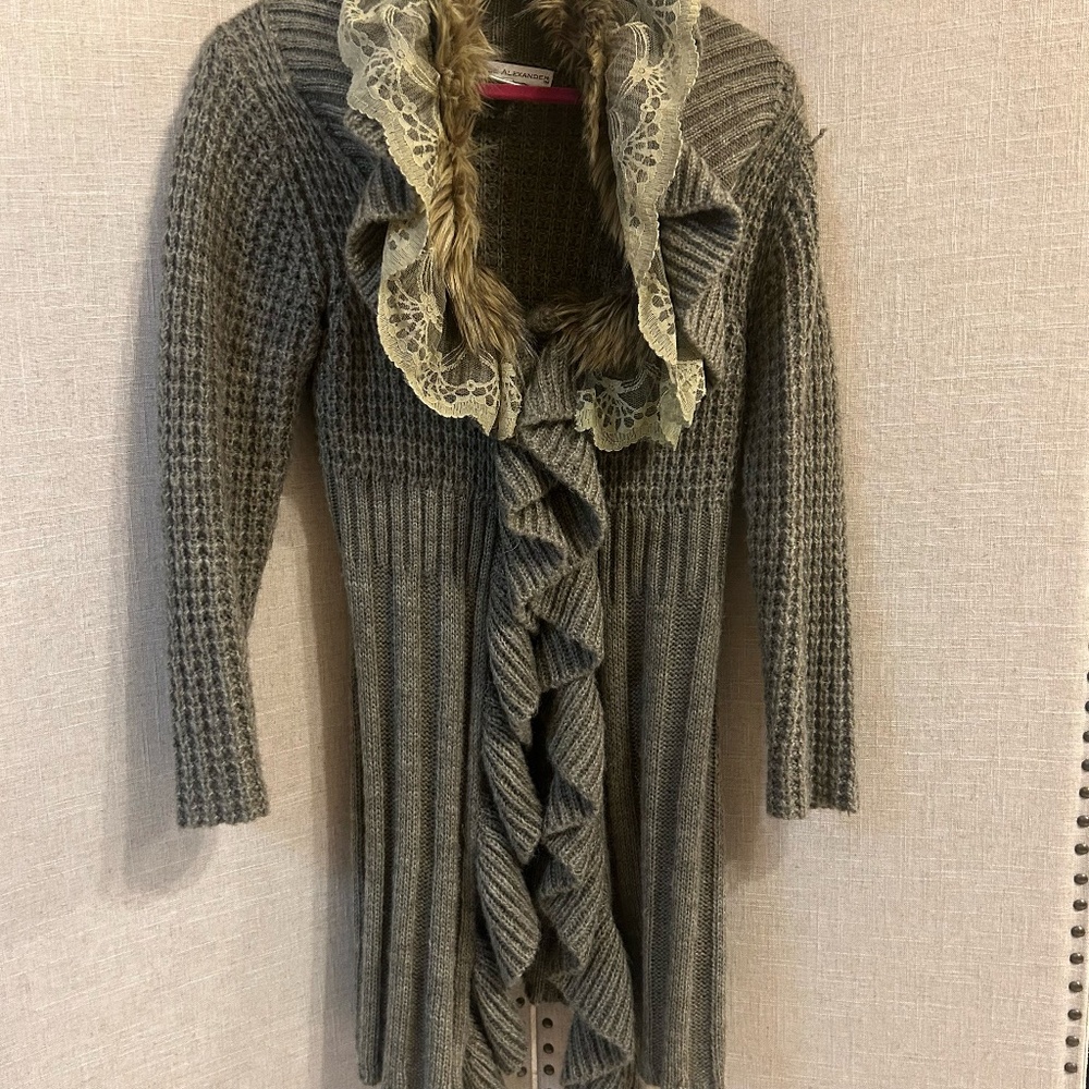 Nicole Alexander Long Sweater Fur Collar